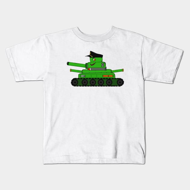 Captain Tank Cartoon Kids T-Shirt by ozilio clothing